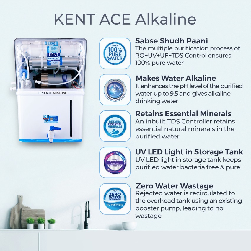 Buy KENT Crystal 11L RO + UV + UF + Alkaline + UV-in-tank + TDS