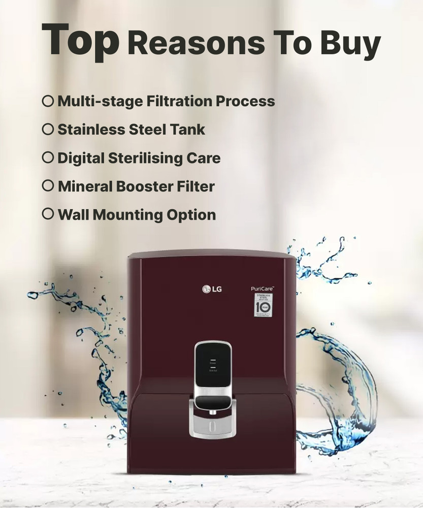 LG WW142NPC 8 L RO Water Purifier Suitable for all Borewell Tanker Municipality Water LG Flipkart
