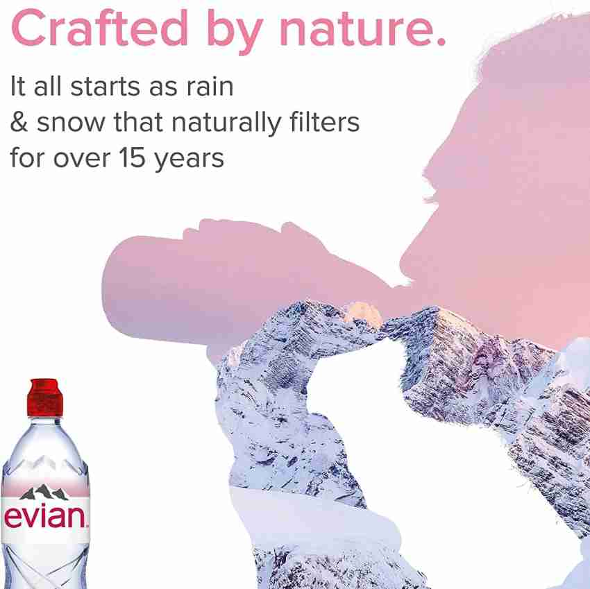 Evian Natural Mineral Water 750ml sports cap (Pack of 12 x 75cl) :  : Grocery & Gourmet Foods