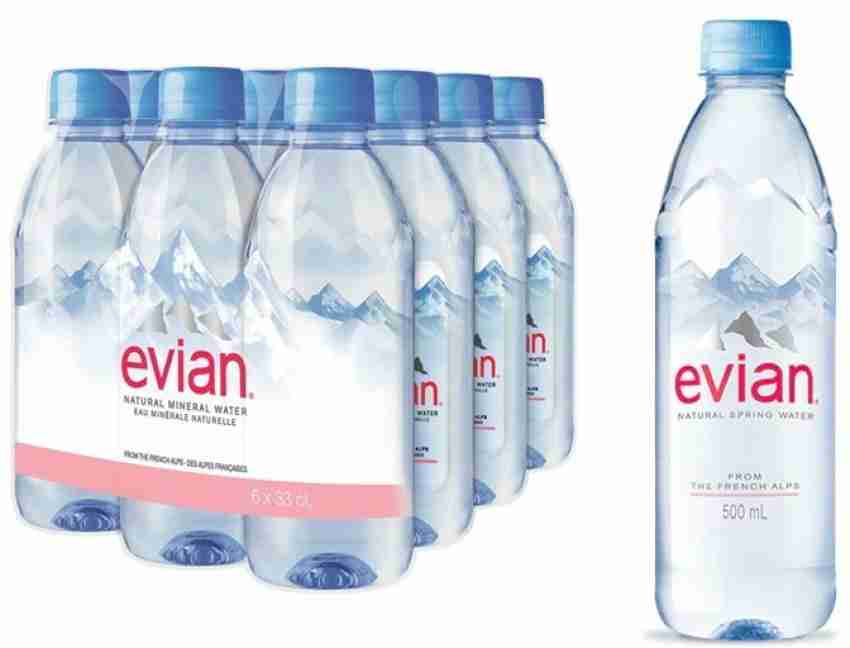 Evian Pure Natural Mineral Water Bottle, 500 ml x 24, Packaging Type:  Cartoons at best price in Mumbai