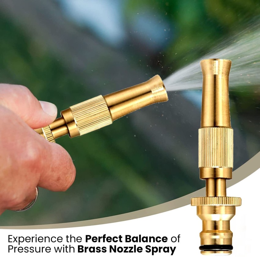 Water Brass Hose Nozzle Sprayer Adjustable Heavy Duty Nozzle with High  Pressure Water Gun for Car Bike Window Cleaning Sprayer Without Hose Pipe