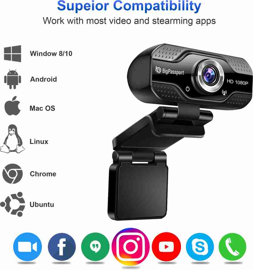 PC Webcam, TedGem 1080P Full HD Webcam USB Desktop & Laptop Webcam Live  Streaming Webcam with Microphone Widescreen HD Video Webcam 90-Degree  Extended