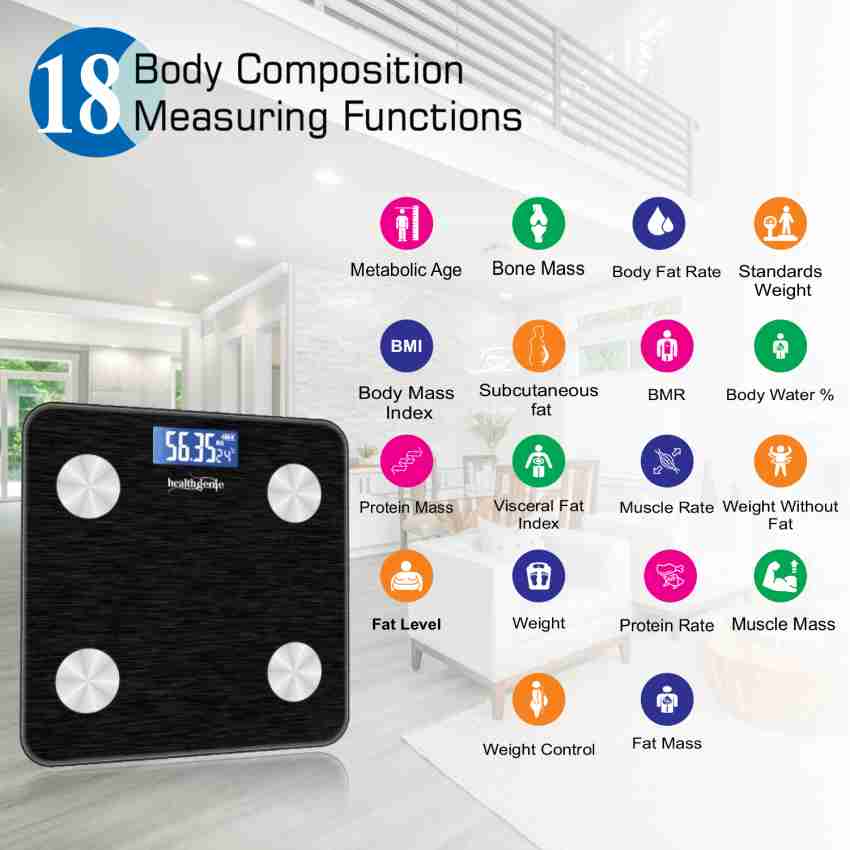 Healthgenie Digital Body Composition Monitor Weighing Scale, Strong & Best  Glass Build Electronic Bathroom Scales 