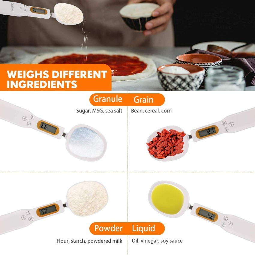 White Digital Spoon Scale - 500g/0.1g Lcd Display Kitchen Electronic Weight  Measuring Food Spoon, In Grams And Ounces