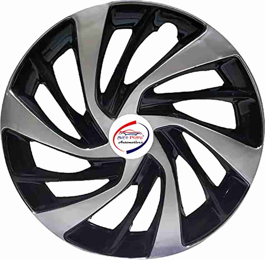 AUTO PEARL SilBlk18_R14 Press Type Wheel Hubcap with Retention