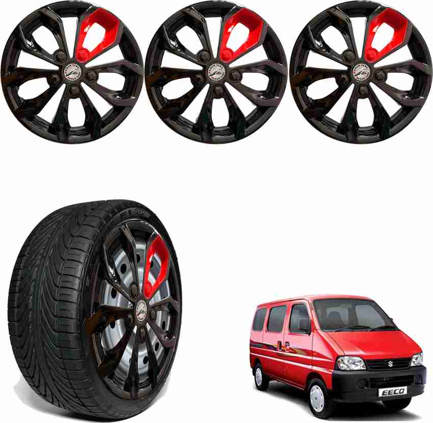 WolkomHome Car accessories Wheel cap Hub Cap 13 Inch FURRY BLACK RED PATCH FRD32 Wheel Cover For Maruti Eeco Price in India Buy WolkomHome Car accessories Wheel cap Hub Cap 13