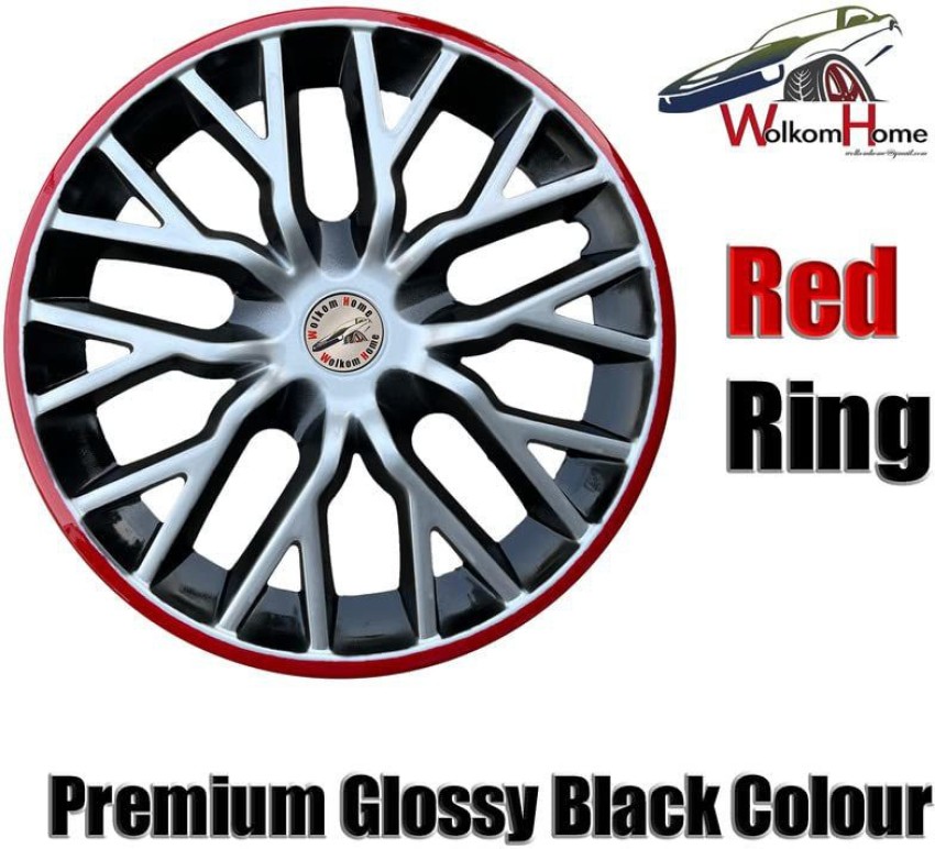 WolkomHome Wheel cap, Hub Cap Silver Black Red Ring Car