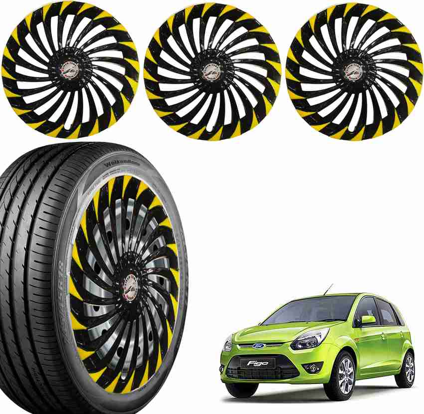 WolkomHome Car accessories Wheel cap Hub Cap Turbain Black Yellow