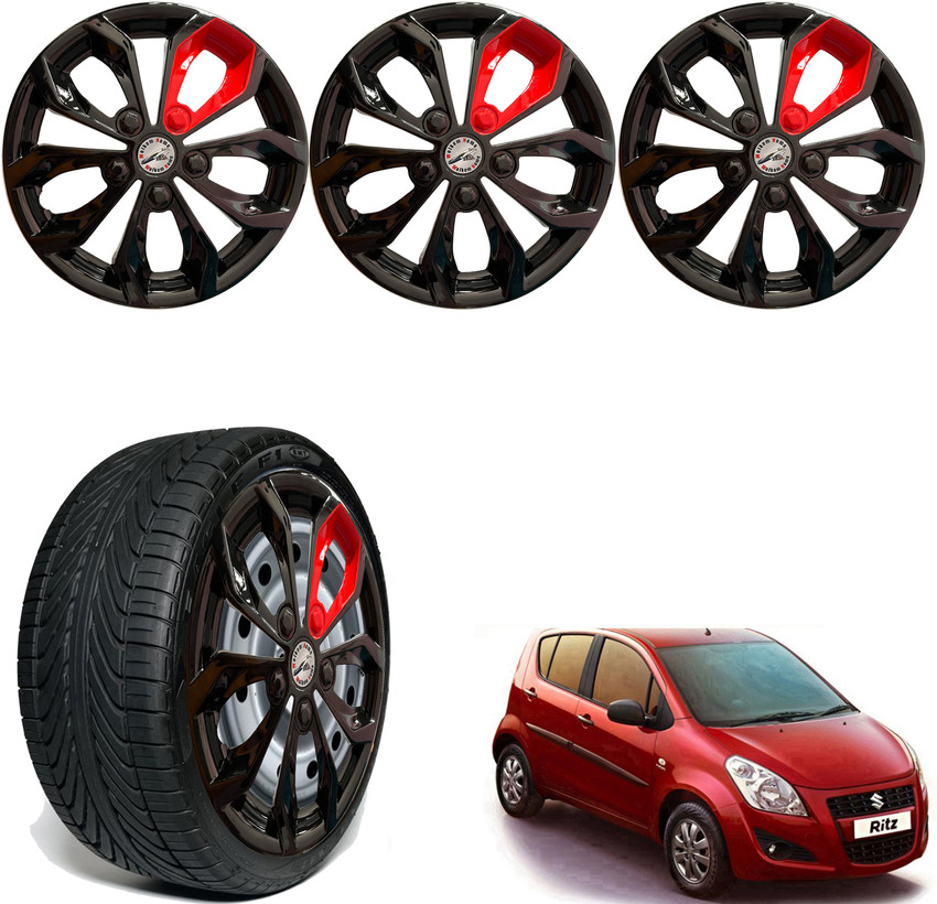 WolkomHome Car accessories Wheel cap Hub Cap 14 Inch FURRY BLACK RED PATCH FRD101 Wheel Cover For Maruti Ritz AT Price in India Buy WolkomHome Car accessories Wheel cap Hub Cap