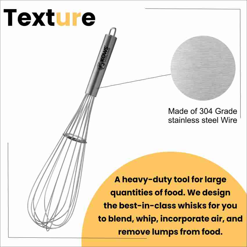 NOHUNT Stainless Steel Wire Balloon Egg Whisk, Beater, Egg Frother,  Whisker, Milk & Egg Beater, Stirrer - Kitchen Utensil 20cm