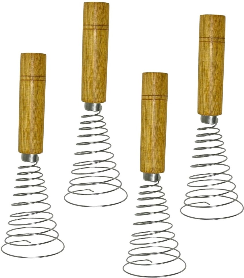 Stainless Steel Wire Spiral Whisk Egg Beater With Wooden Handle