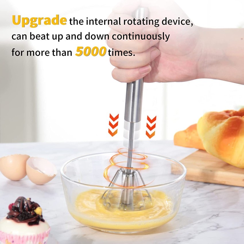 Semi-automatic Egg Beater, Hand-pushed Egg Beater, Electric Egg Beater,  Stainless Steel Whisk For Mixing, Stirring, Beating Egg, Kitchen Gadget