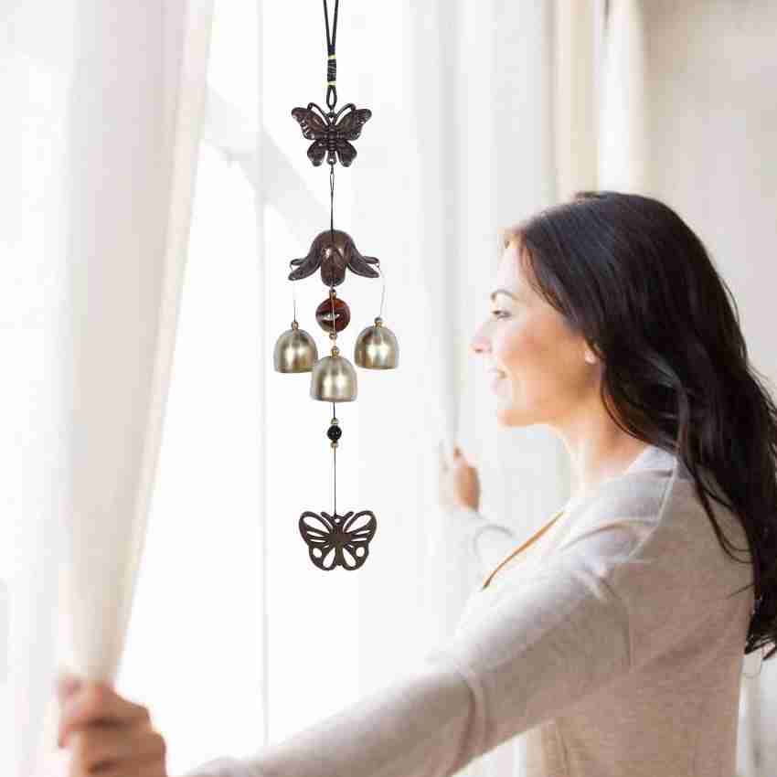 Lilone Round Fish 3 Bell Wind Chimes for Home - 18 Inch Hanging Decor