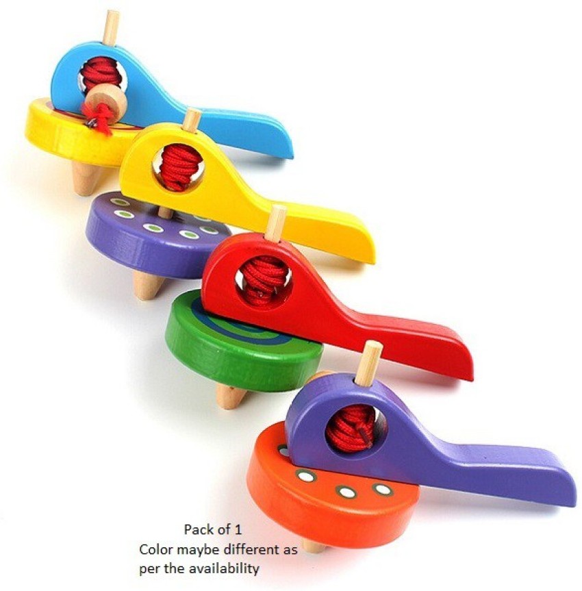 Handle Wire Gyro Toy KIds Gyroscope Classic Wooden Peg