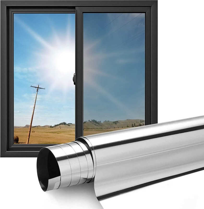 One Way Mirror Window Film Silver Privacy Glass Film Heat Reducing Film  Reflective Window Sticker Sun