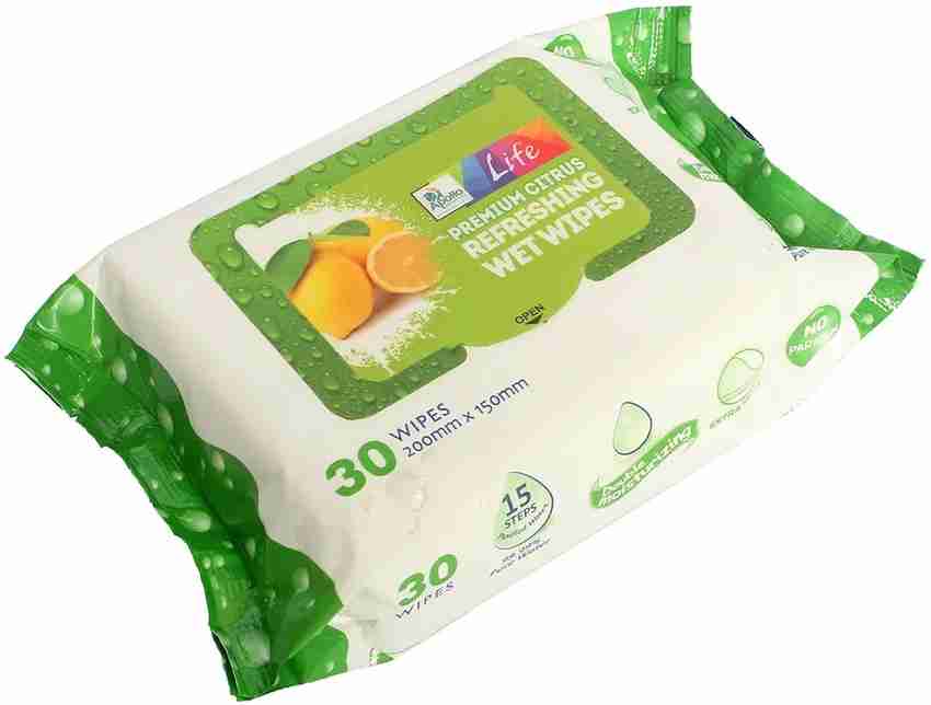 Apollo Lemon Fresh Wet Wipes for All Skin Types Price in India Buy Apollo Lemon Fresh Wet Wipes for All Skin Types Online at Flipkart
