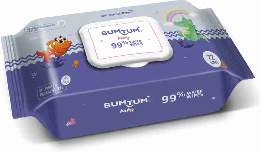 Buy Bumtum Baby Gentle 99% Pure Water Soft Moisturizing Wet Wipes With Lid, Aloe Vera & Chamomile Extracts