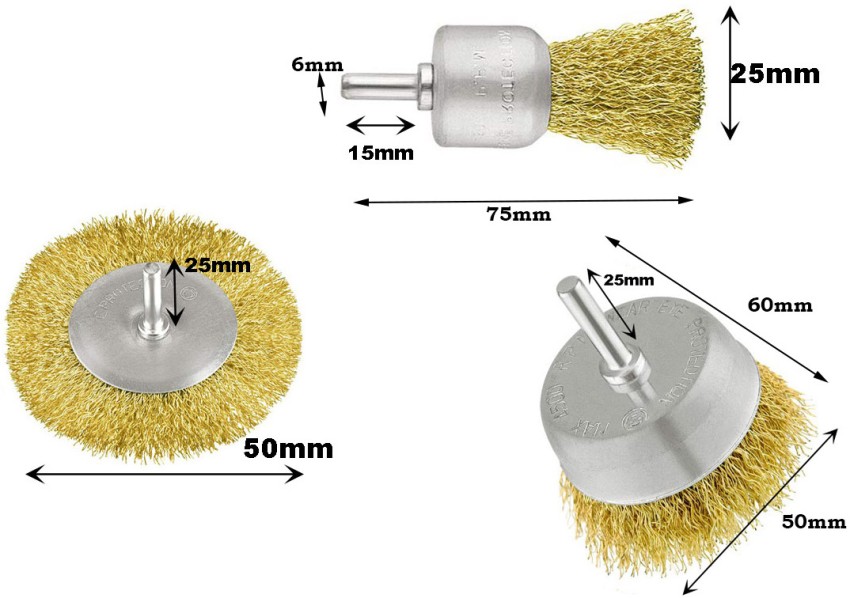 Inditrust 3 piece of drill wire brush Wheel Brush Price in India