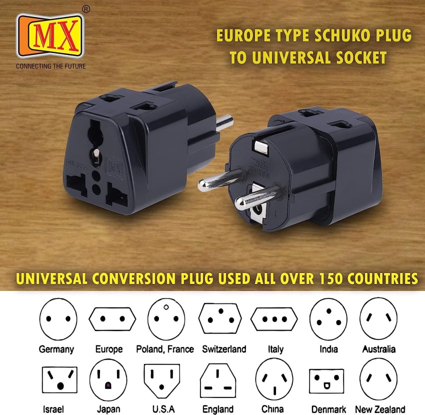 MX Conversion Plug Europe Type Schuko Plug - Universal Socket Travel Adapter  5 Pcs Worldwide Adaptor Multicolor - Price in India
