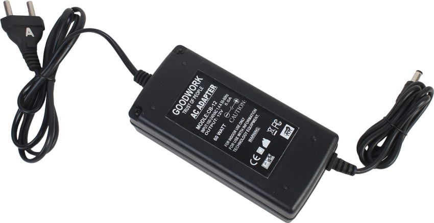 Goodwork 12 Volt 5 Amp DC Power Supply AC Adapter Worldwide Adaptor Black -  Price in India