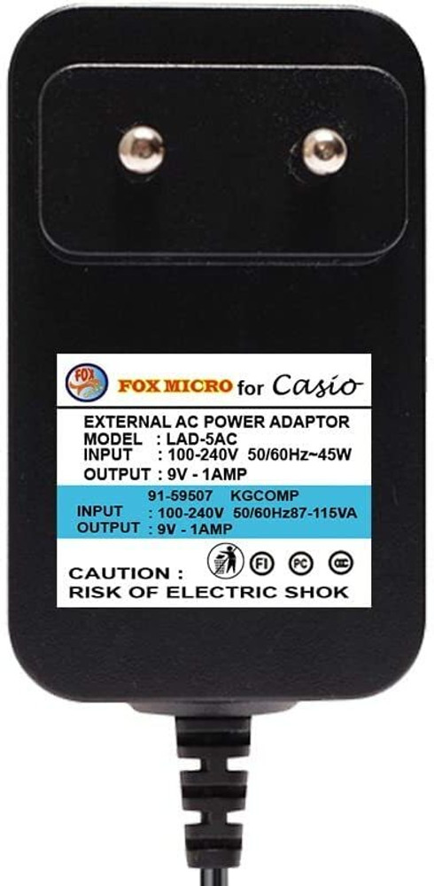 FOX MICRO Adapter Compatible with Casio Keyboard SA 46 SA 47 SA76 SA 77 SA 78 LK 120 LK125 Worldwide Adaptor BLACK Price in India Flipkart