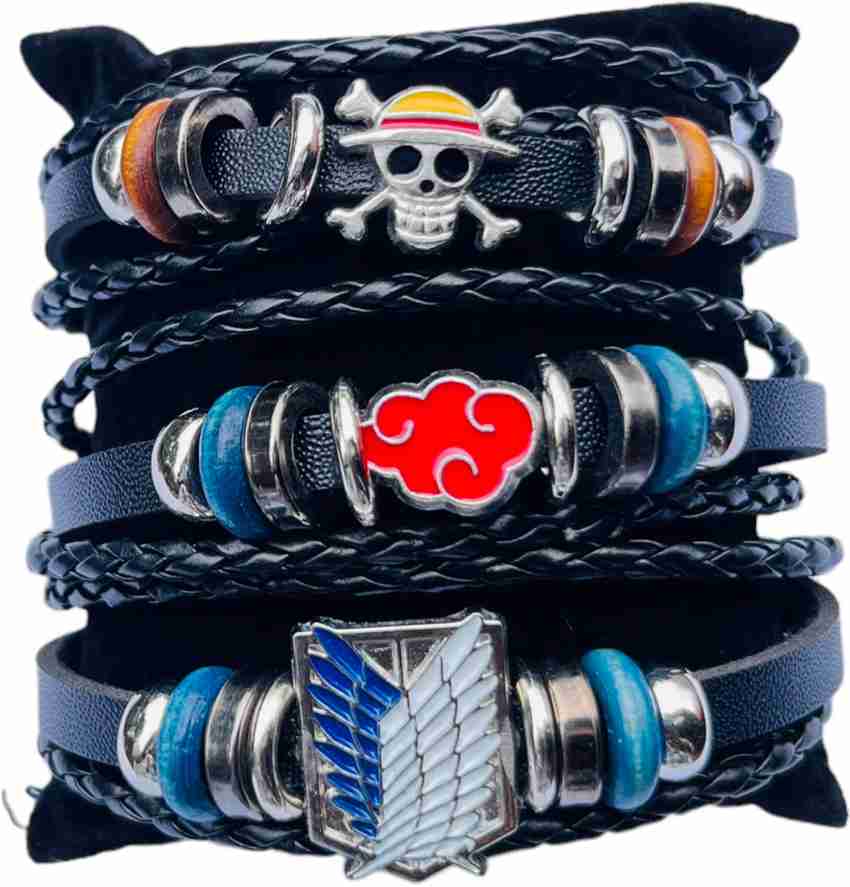 Skycart Anime Bracelets for Men and Boys Black Leather Bracelet for Men pack 3 Men Women Price in India Buy Skycart Anime Bracelets for Men and Boys Black Leather Bracelet