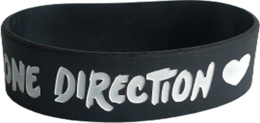 Premium collection band style bracelet in matt white with black metallic  details and black T alphabet motif 