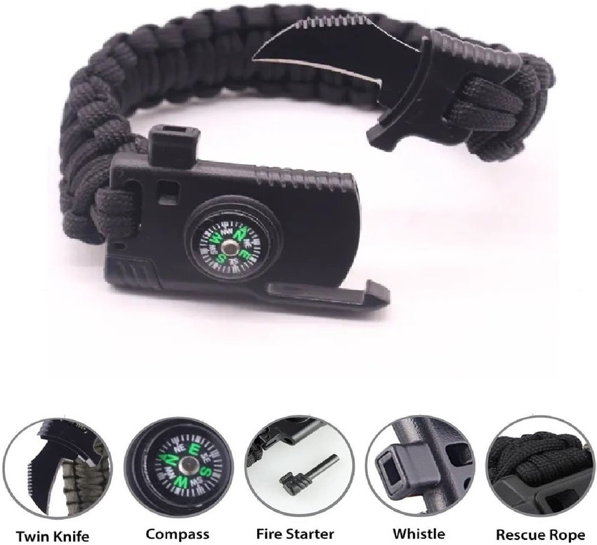 Paracord survival bracelet with fire starter flint & knife discount