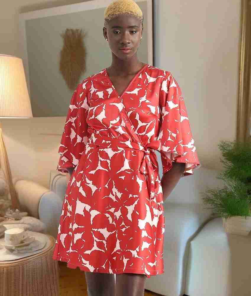 United Colors of Benetton Women A line White Red Dress Buy