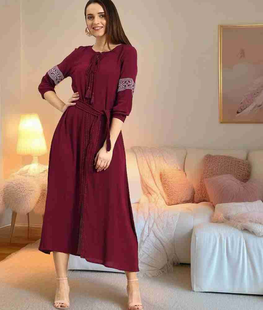 Dressberry Women Fit and Flare Maroon Dress Buy Dressberry Women