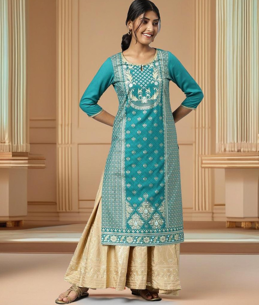 Aurelia Women Floral Print Straight Kurta Buy Aurelia Women