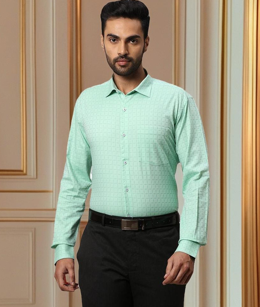 PARK AVENUE Men Checkered Formal Green Shirt Buy PARK AVENUE Men