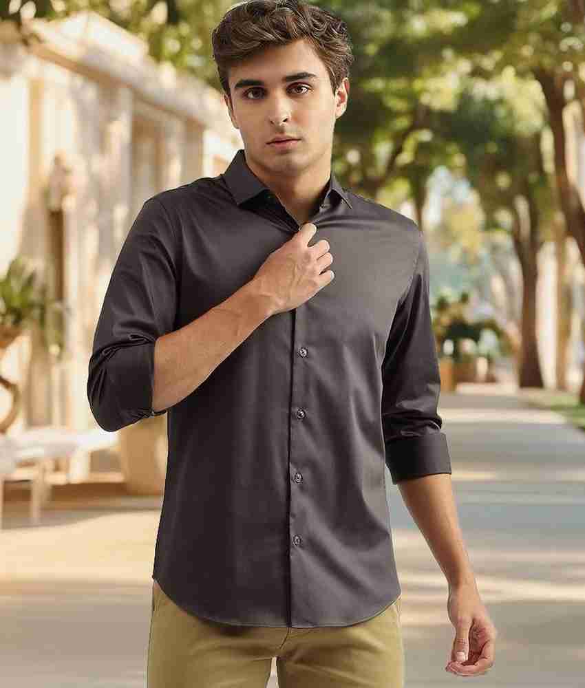 United Colors of Benetton Men Solid Casual Grey Shirt Buy United
