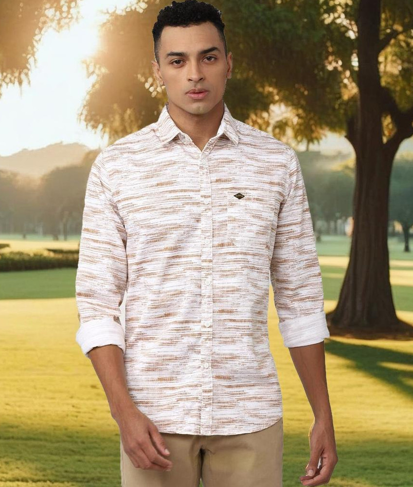 VAN HEUSEN Men Printed Casual White Shirt Buy VAN HEUSEN Men