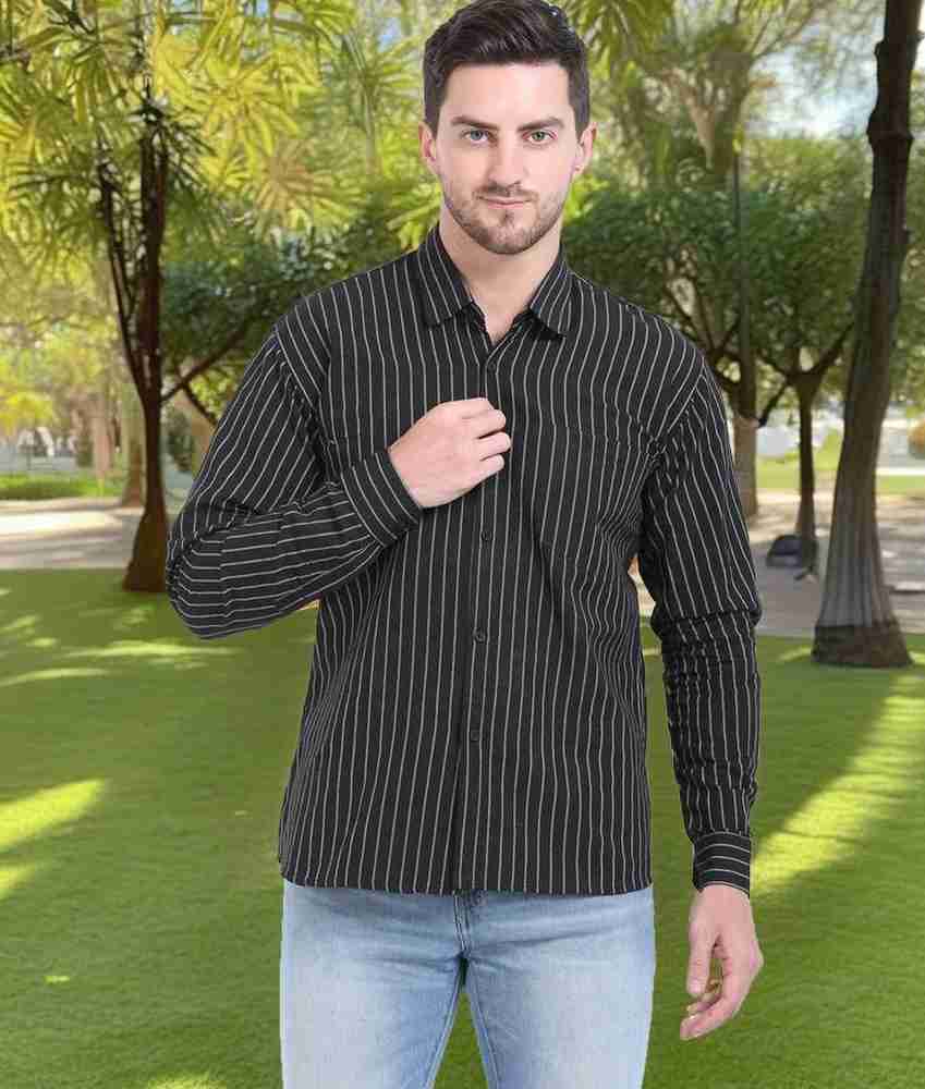 Dressupfly Men Striped Casual Black White Shirt Buy Dressupfly