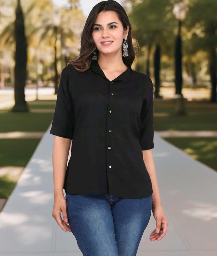 Tylaent Women Solid Casual Black Shirt Buy Tylaent Women Solid