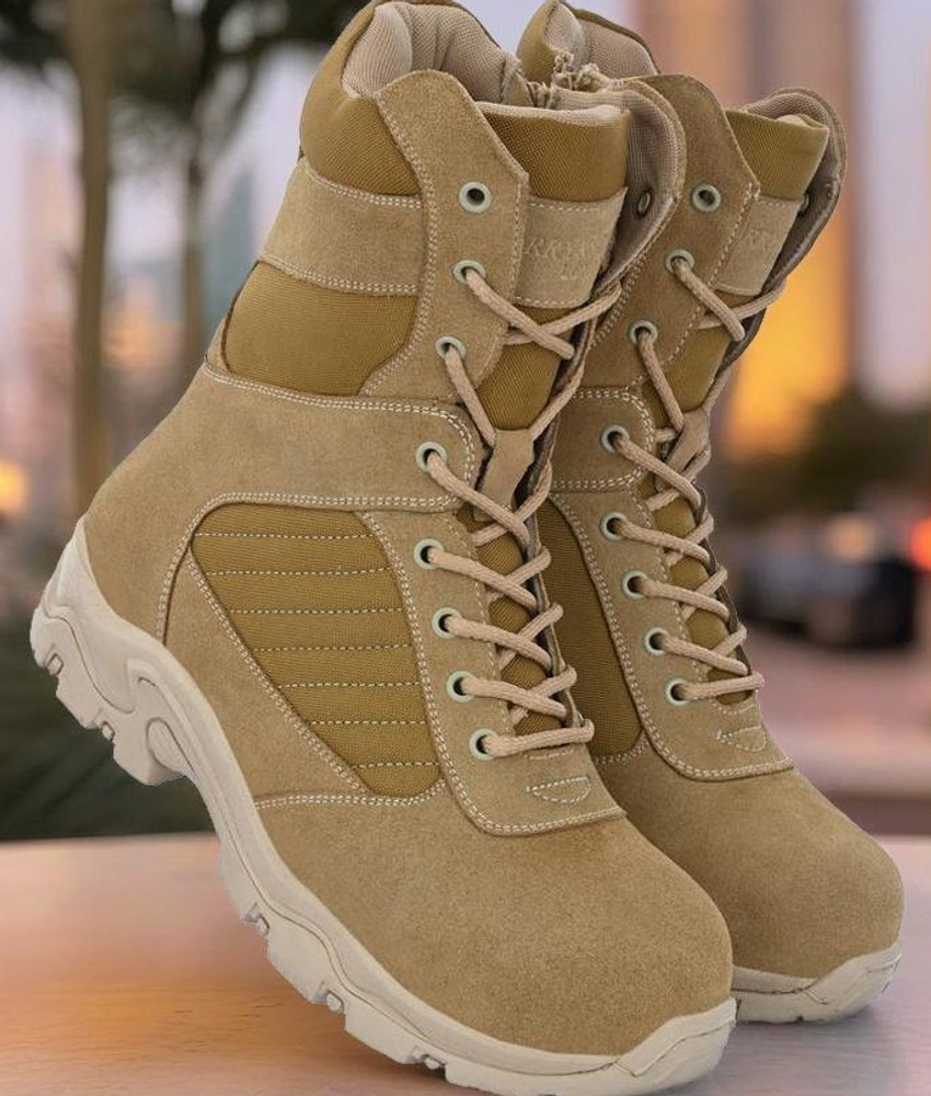 Harrytech London SWAT Tactical Airforce Military Army Boots for Men with Side Zip Suede Leather Boots For Men