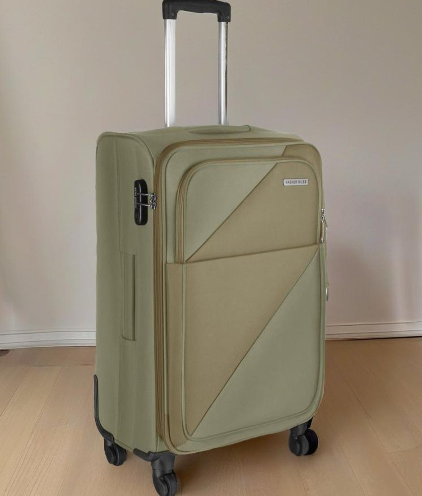 NASHER MILES Texas soft sided Polyester Cabin Luggage Olive Green 20 inch 51cm Trolley bag Expandable Cabin Suitcase 4 Wheels 20 inch
