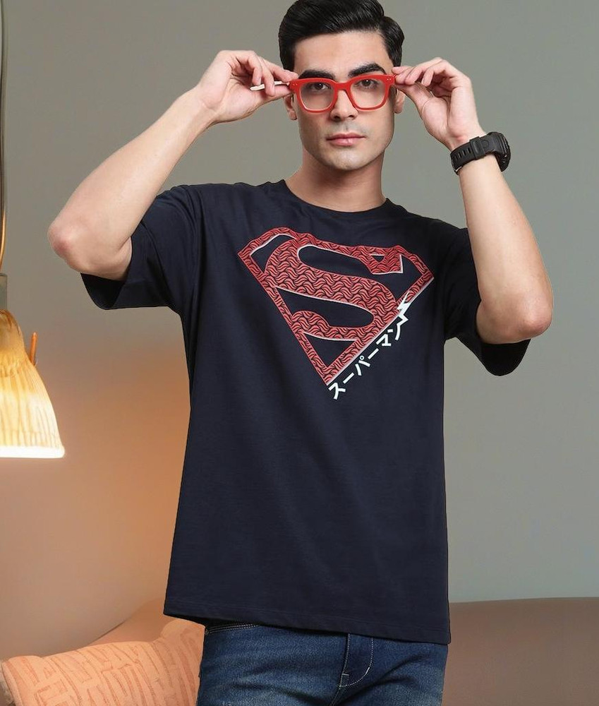 Superman By Free Authority Graphic Print Men Round Neck Blue T