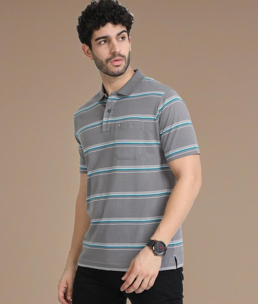 Classic Polo Striped Men Polo Neck Grey T Shirt Buy Classic Polo