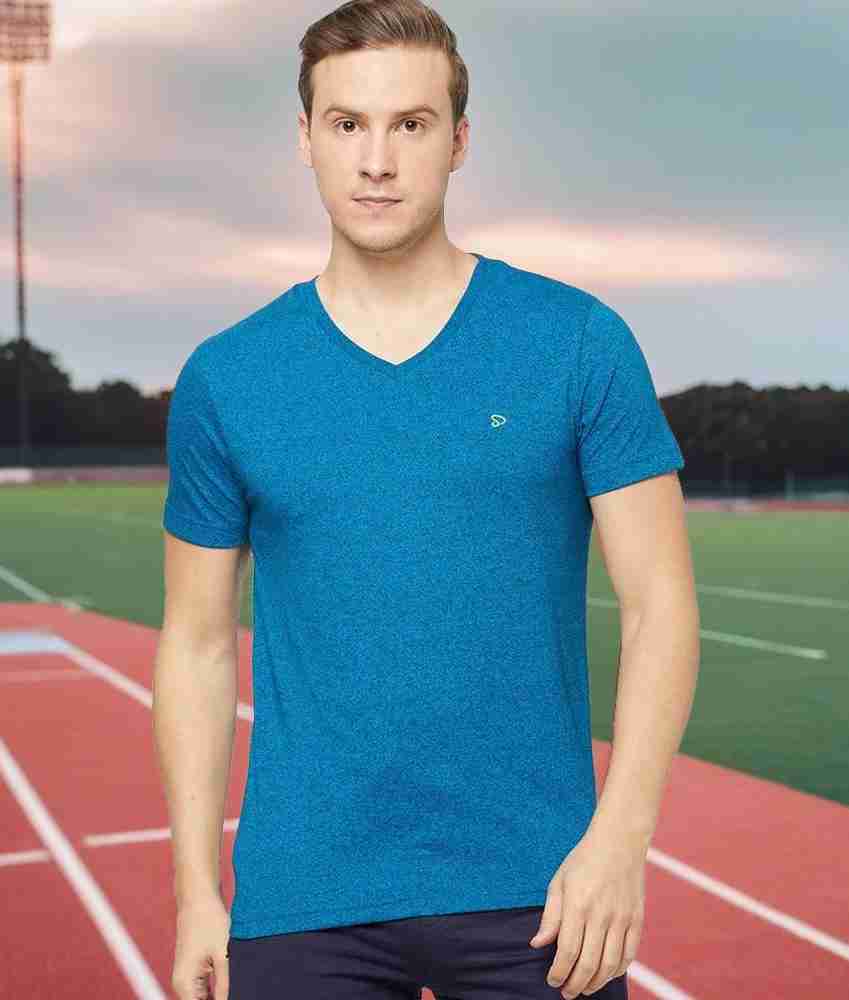 Sporto Solid Men V Neck Blue T Shirt Buy Sporto Solid Men V Neck