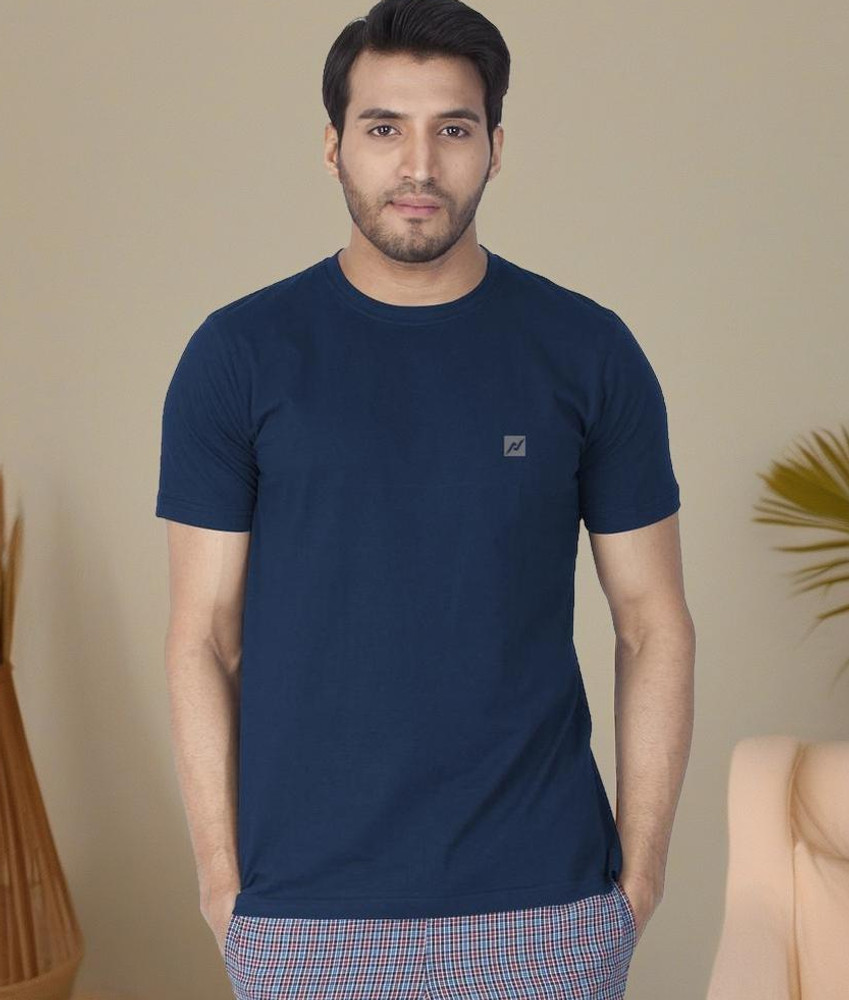 Lux Nitro Solid Men Round Neck Navy Blue Green T Shirt Buy Lux