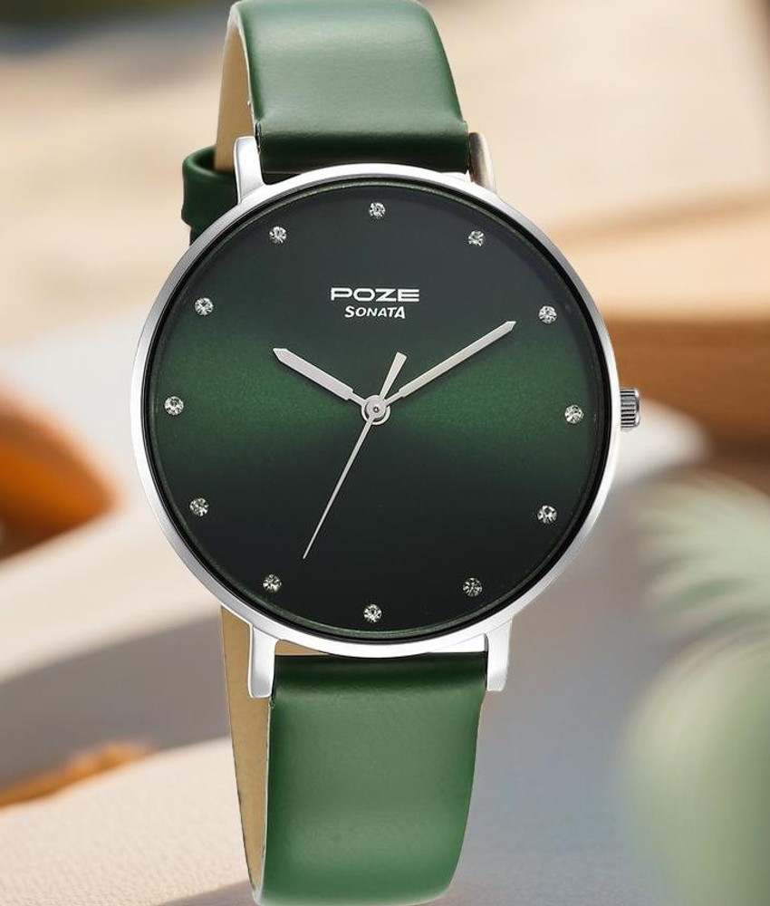 SONATA Poze Green Dial Green Strap Analog Watch For Women Buy