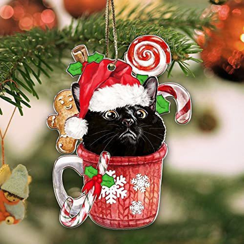 Crazytops Funny Black Cat Christmas Ornaments Black Cat Xmas Decor