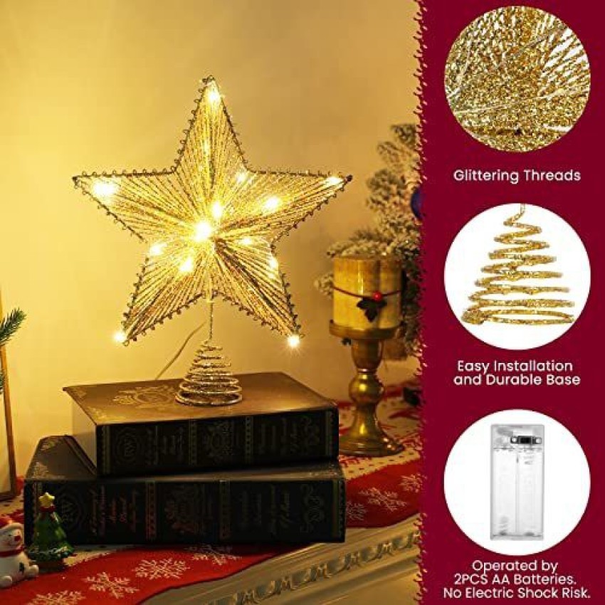 Luxspire Christmas Tree Topper Star, 3D Lighted Tree Topper