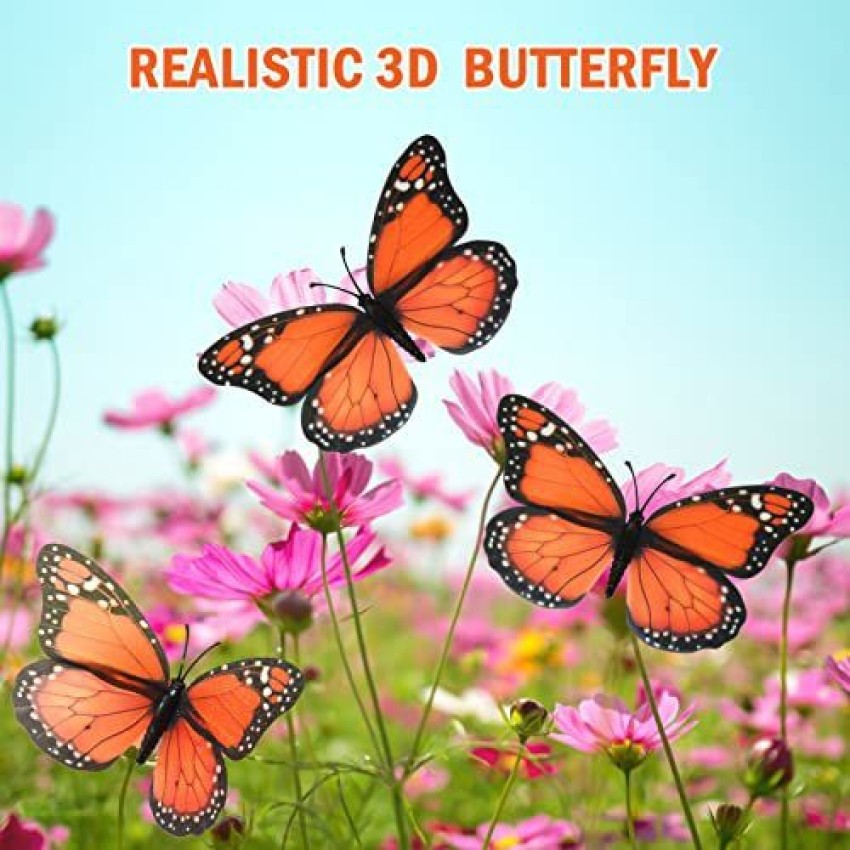 AQUEENLY Monarch Butterfly Decorations 24 Pcs Orange Butterflies
