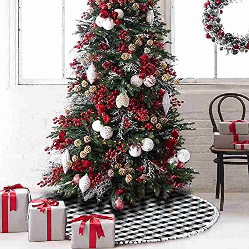 Black and white top buffalo plaid tree skirt