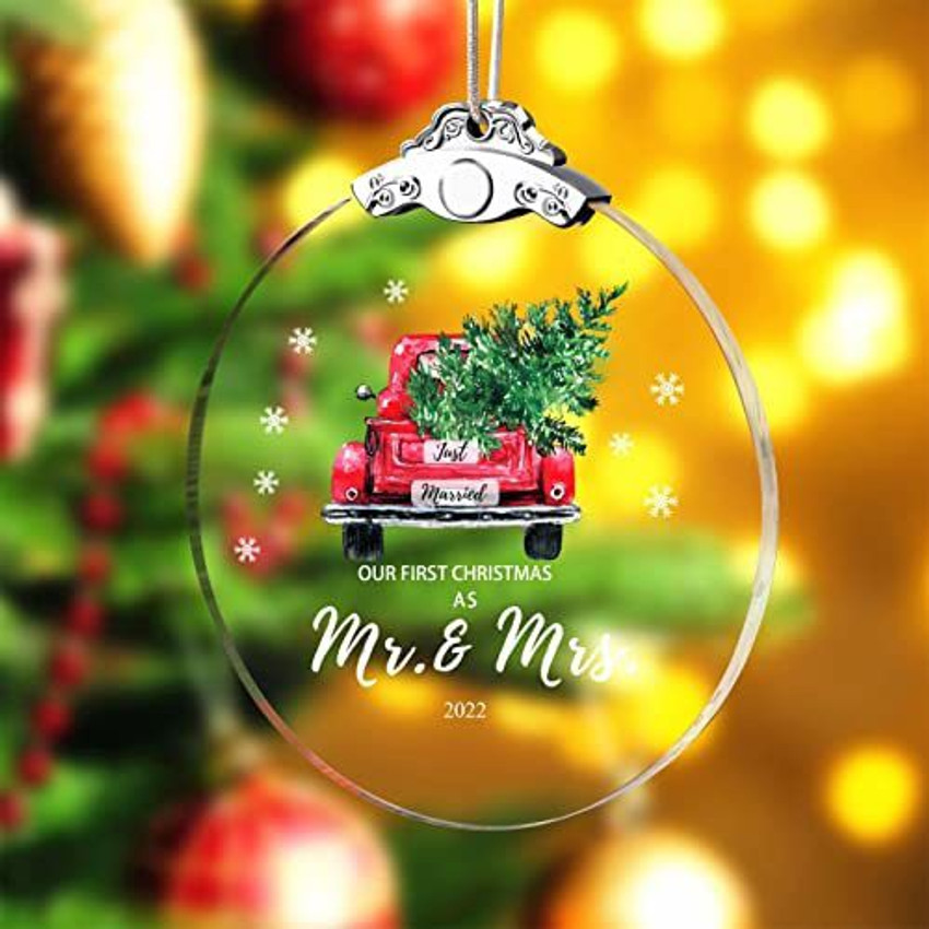 Juppe Glass Our First Christmas As Mr Mrs Ornament 2022 Wedding