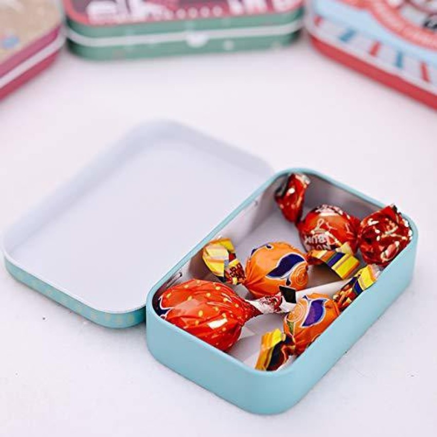 6pcs Small Tin Box Empty Rectangle Tinplate Box Tinplate Containers Tin Box  With Lid