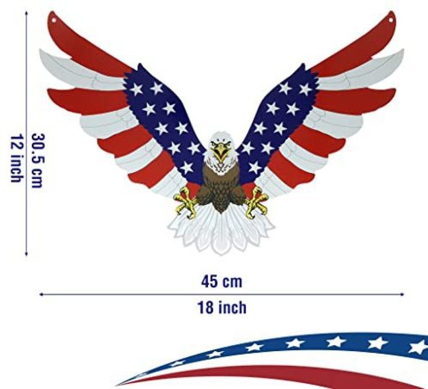 United States Bald Eagle With Flag Wings, Non-cutout Version Rectangular  Sign, 3 Sizes, Patriotic Art on Metal Sign, Art Wall Decor PS 